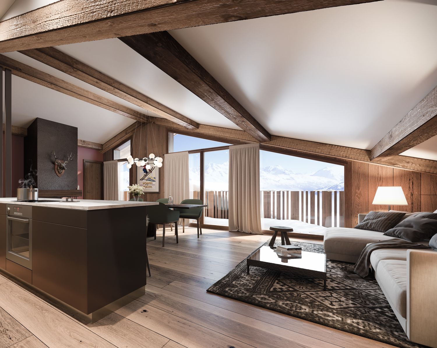 Baie vitrée, balcon, les Versants , Châtel